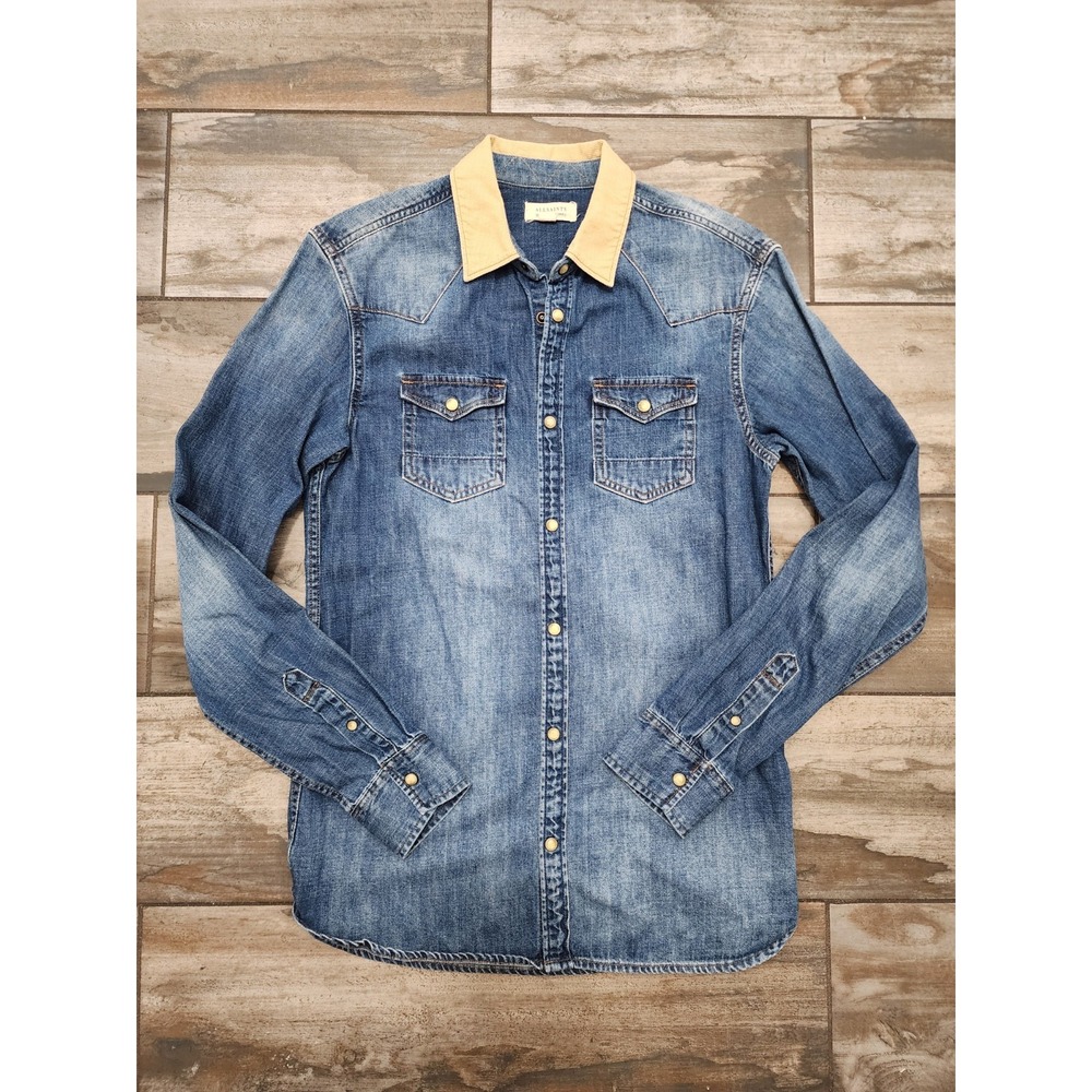 Allsaints Vintage Mens Denim Long Sleeve Shirt Size XS